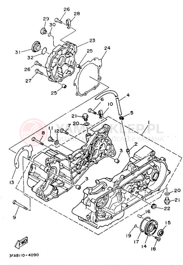 Schemat "Obudowa silnika" do Yamaha BREEZE YFA1F
