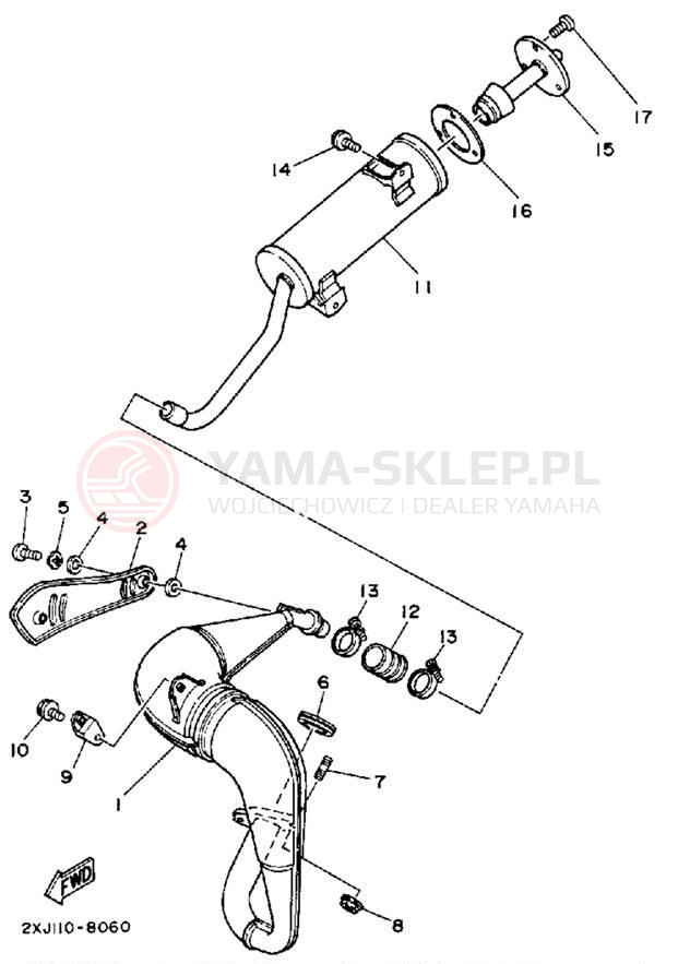 Schemat "Wydech końcowy" do Yamaha BLASTER YFS200W