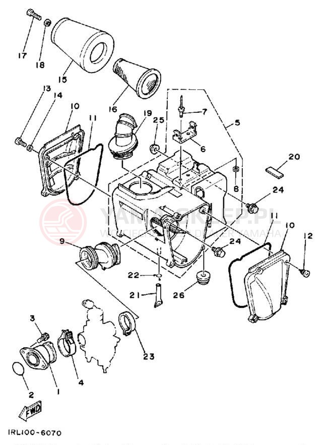 Schemat "Filtr powietrza" do Yamaha BIG WHEEL ELEC START BW200ES