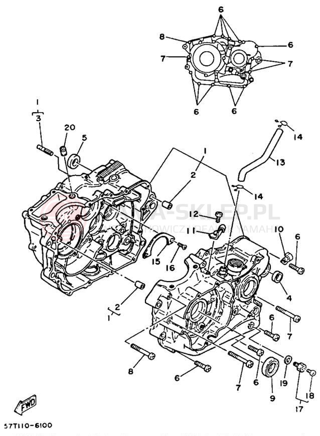 Schemat "Obudowa silnika" do Yamaha XT350D/XT350DC