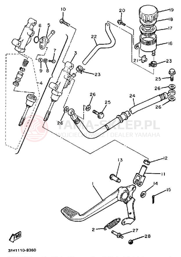 Schemat "Pompa hamulcowa tył" do Yamaha FZR400SUC