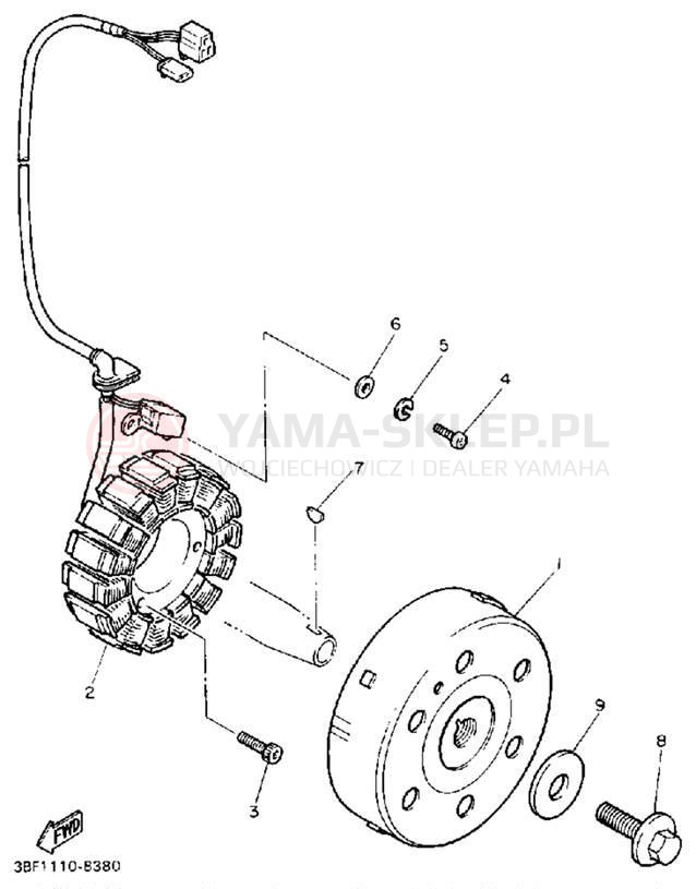 Schemat "prądnica" do Yamaha FZR400SAC