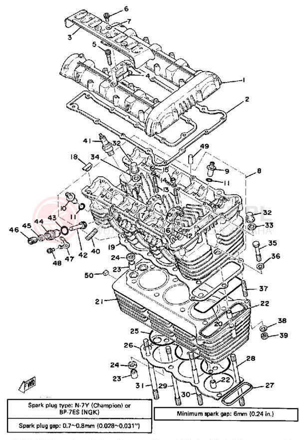 Schemat "głowica" do Yamaha XS750-2D/XS750D