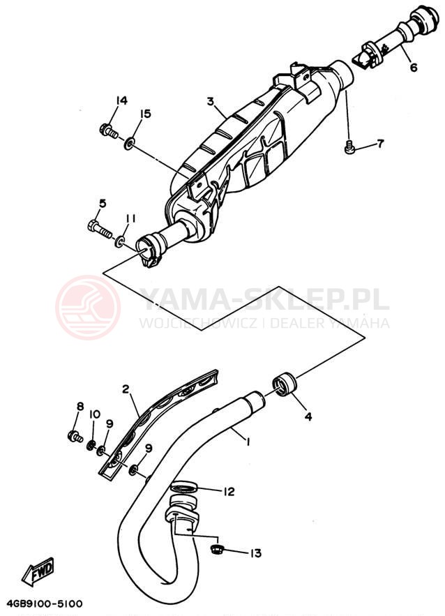 Schemat "Wydech końcowy" do Yamaha BIG BEAR 4WD YFM350FWG