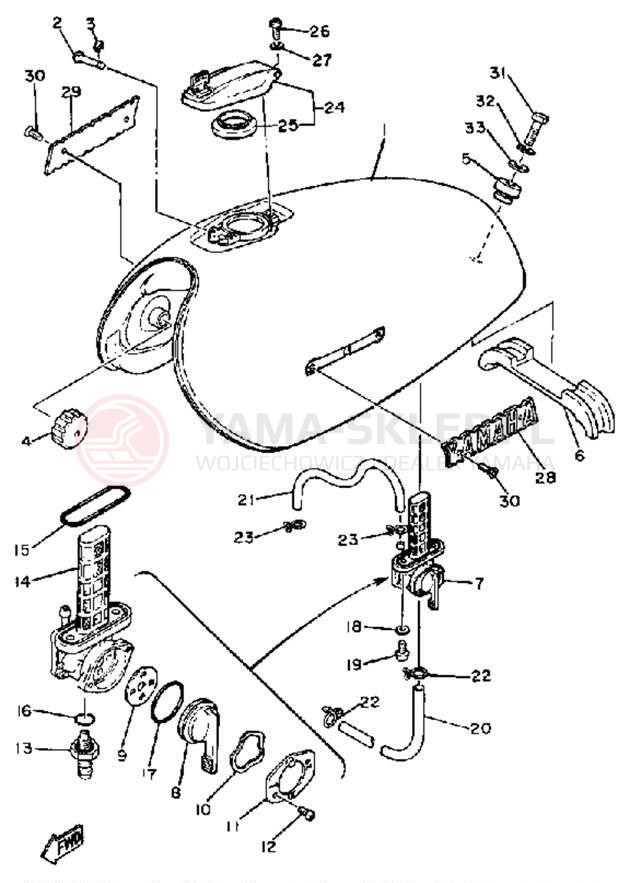 Schemat "zbiornik paliwa" do Yamaha XS400 XS400H