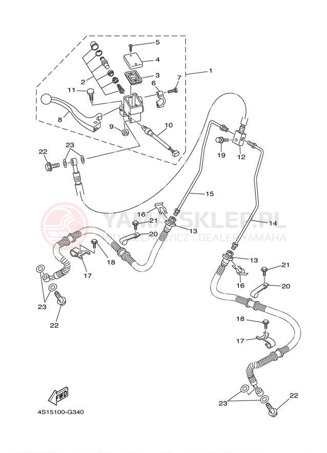 Schemat "Pompa hamulcowa przednia" do Yamaha BIG BEAR 4WD HUNTER YFM40FBHB