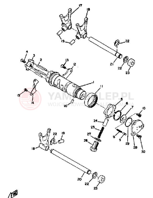 Schemat "Dźwignia zmiany biegów, wałek" do Yamaha DS7
