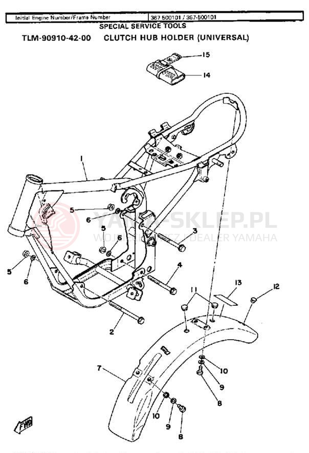 Schemat "Rama- tylny błotnik" do Yamaha GTMXF