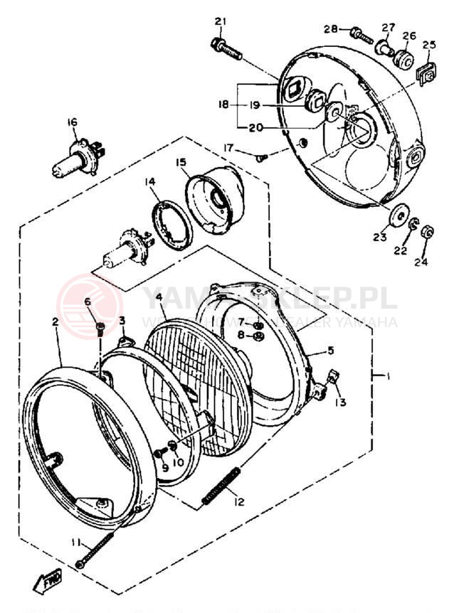 Schemat "Lampa przód" do Yamaha SRX600S/SRX600SC