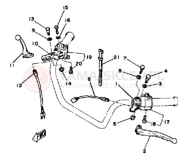 Schemat "Kierownica i osprzęt" do Yamaha SR250H