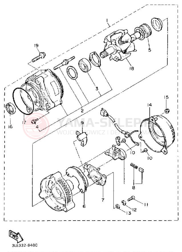 Schemat "prądnica" do Yamaha FJ1200A/FJ1200AC