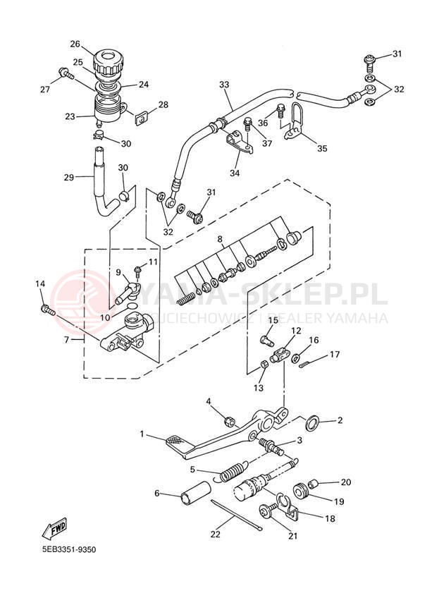 Schemat "Pompa hamulcowa tył" do Yamaha R6 YZFR6LC/YZFR6L