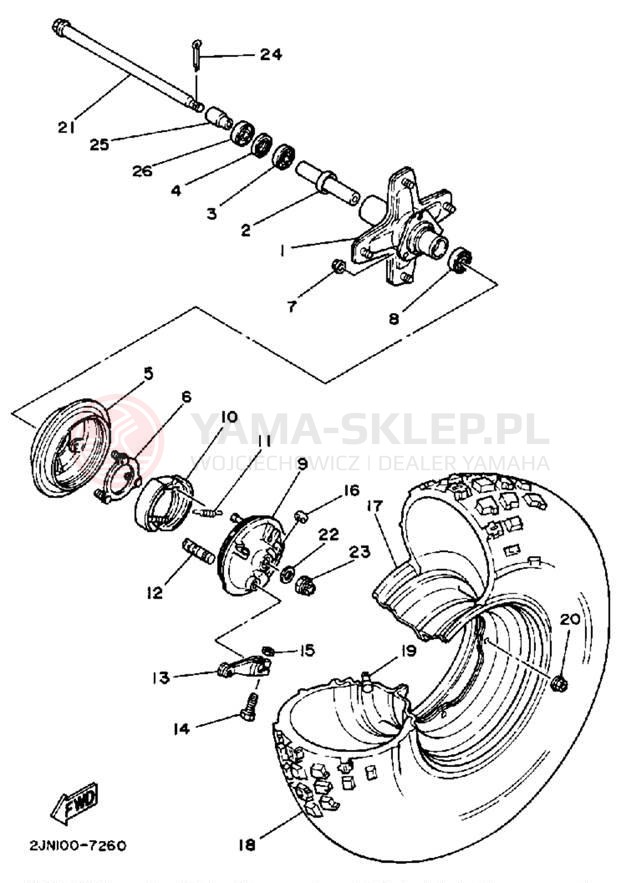 Schemat "Koło przód" do Yamaha BIG WHEEL BW350U
