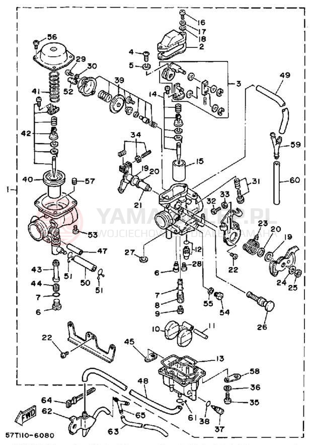 Schemat "Gaźnik" do Yamaha XT350S/XT350SC
