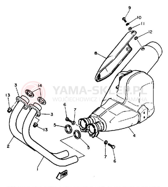Schemat "Wydech końcowy" do Yamaha SRX600S/SRX600SC