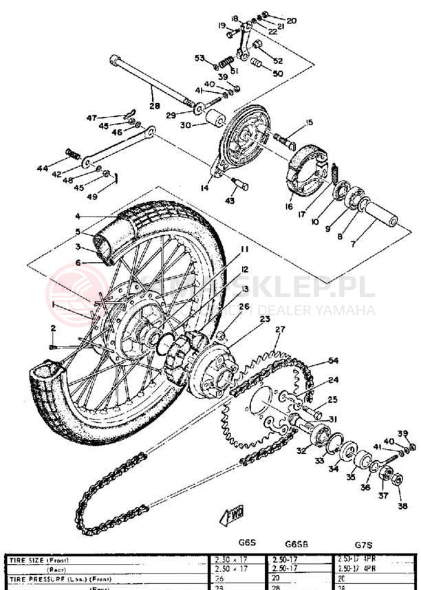 Schemat "Koło tył" do Yamaha G6SB