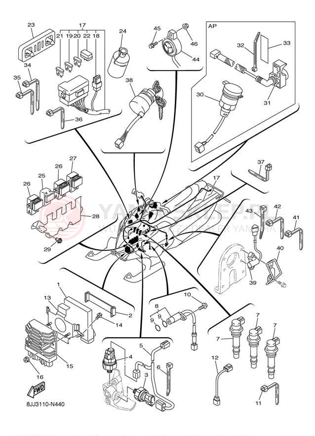Schemat "układ elektryczny" do Yamaha FX NYTRO FX10EB