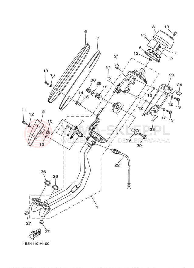 Schemat "Wydech końcowy" do Yamaha TMAX XP500YL