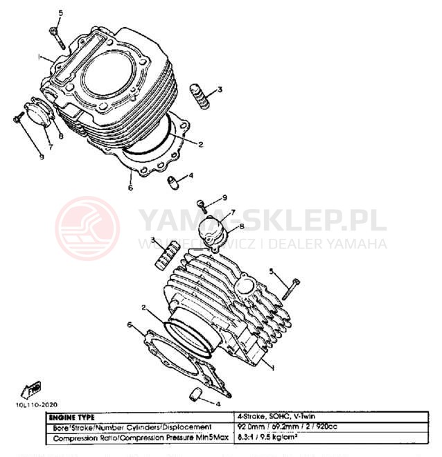 Schemat "cylinder" do Yamaha XV920J
