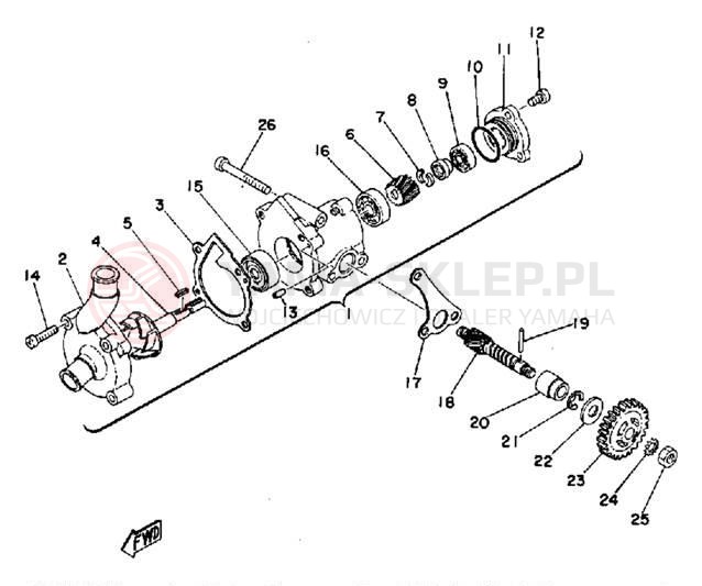 Schemat "Pompa wody" do Yamaha TZ350D/TZ250D