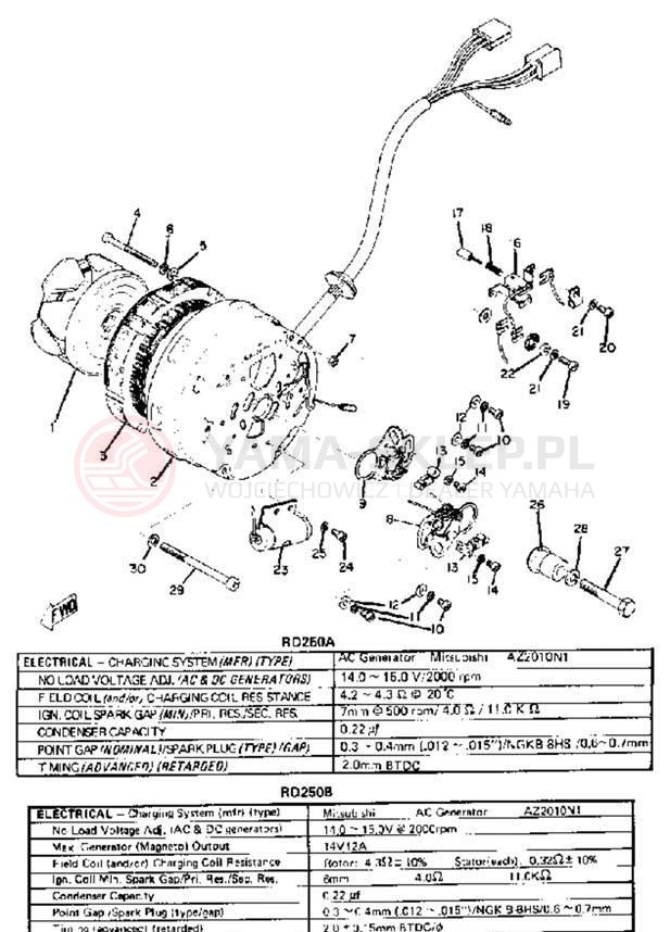Schemat "Układ zapłonowy" do Yamaha RD250