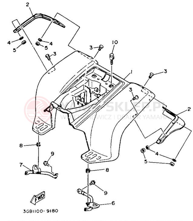 Schemat "Tylny błotnik" do Yamaha CHAMP YFM100A