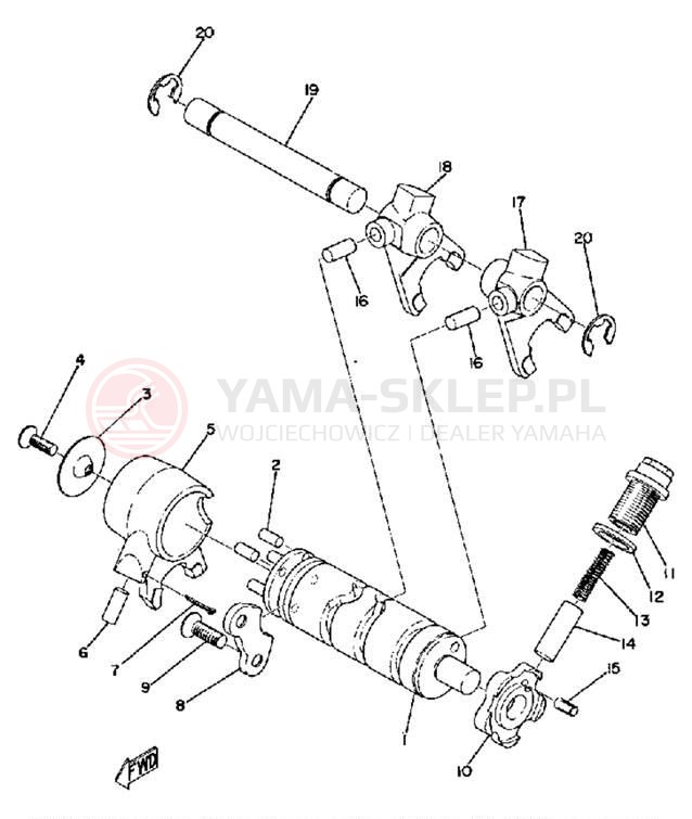 Schemat "Dźwignia zmiany biegów, wałek" do Yamaha RD60B