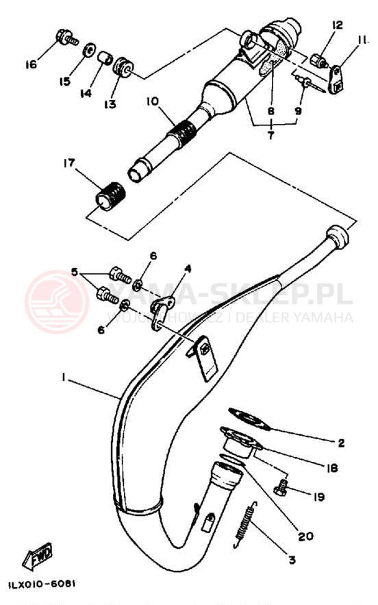 Schemat "Wydech końcowy" do Yamaha YZ125S