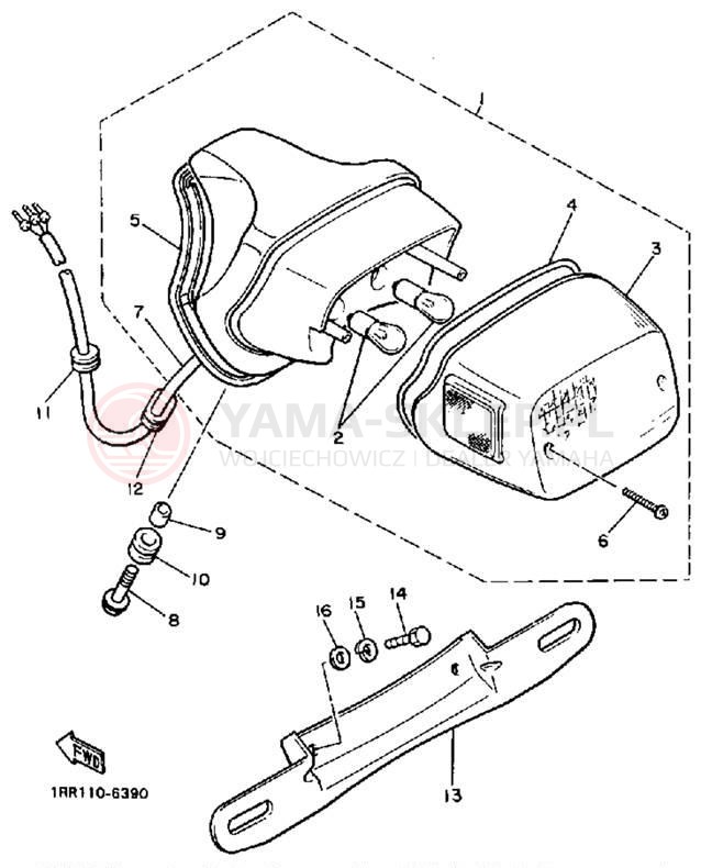 Schemat "lampa tył" do Yamaha VIRAGO 1100 XV1100TC/XV1100T