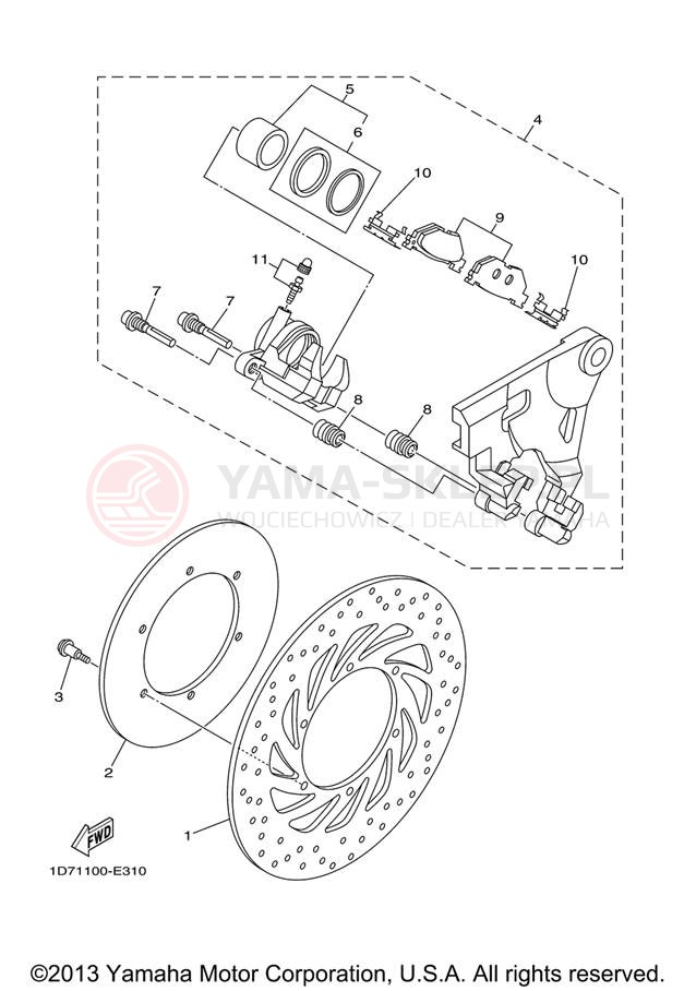 Schemat "Zacisk hamulcowy tylny" do Yamaha STRATOLINER XV19CTV/XV19CTVC