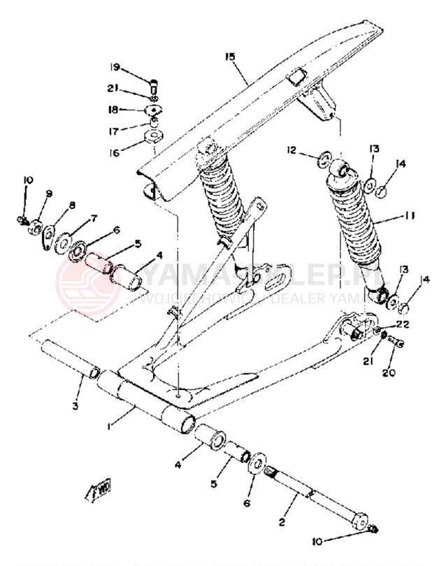 Schemat "Wahacz, osłona łańcucha" do Yamaha RD400F