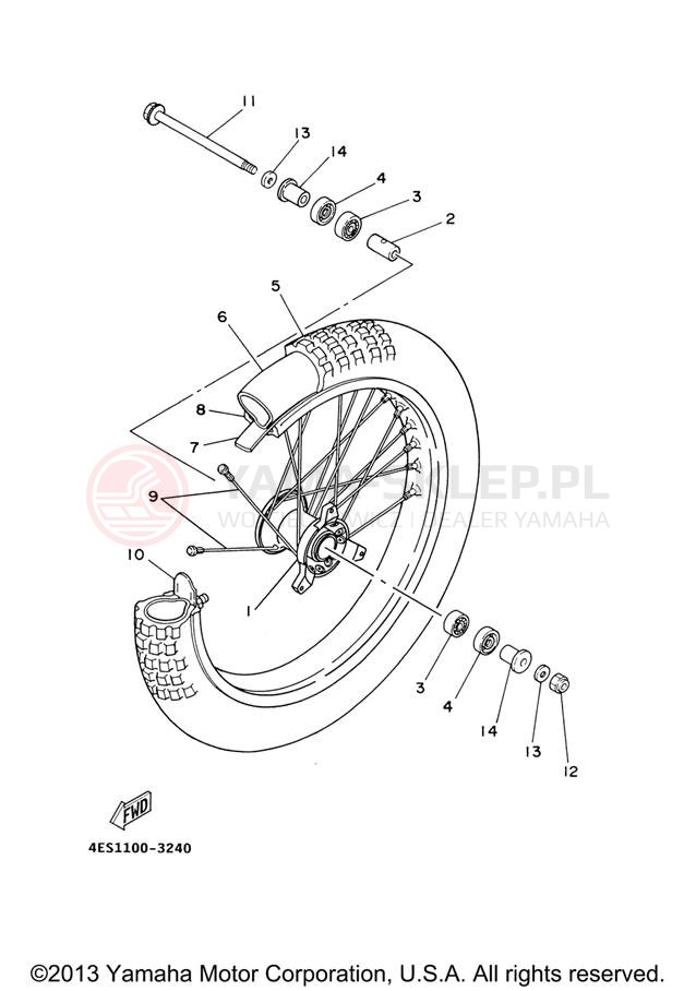 Schemat "Koło przód" do Yamaha YZ85 YZ85X