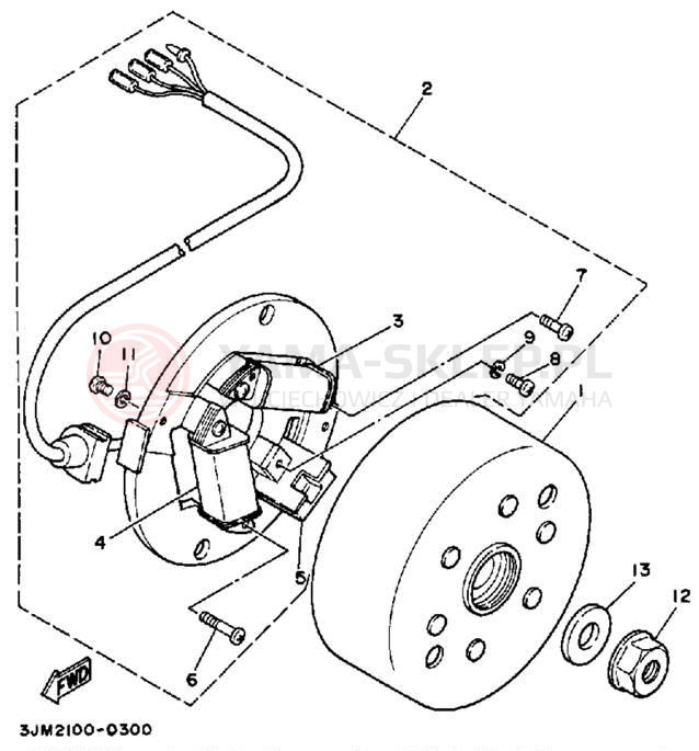 Schemat "prądnica" do Yamaha BLASTER YFS200A