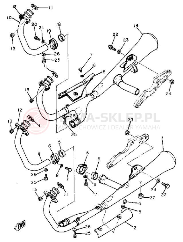 Schemat "Wydech końcowy" do Yamaha XS1100H
