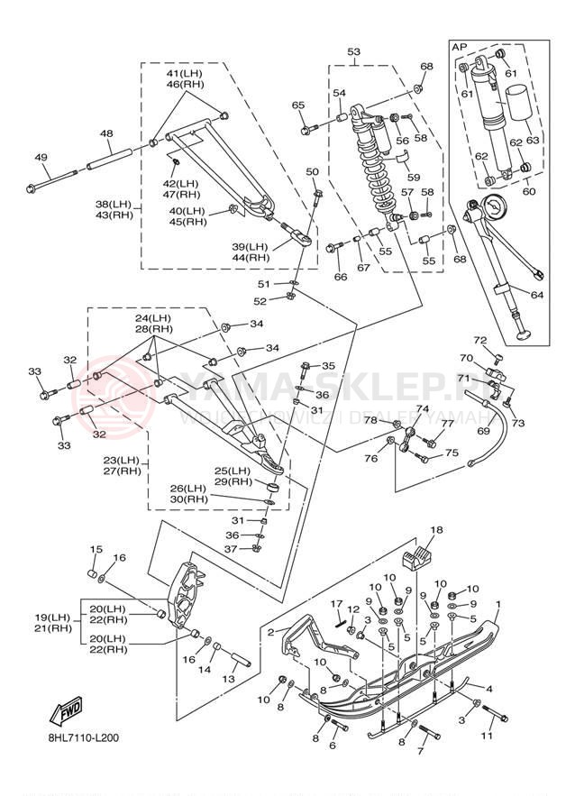 Schemat "płozy" do Yamaha FX NYTRO XTX FX10XTBL/FX10XTBB
