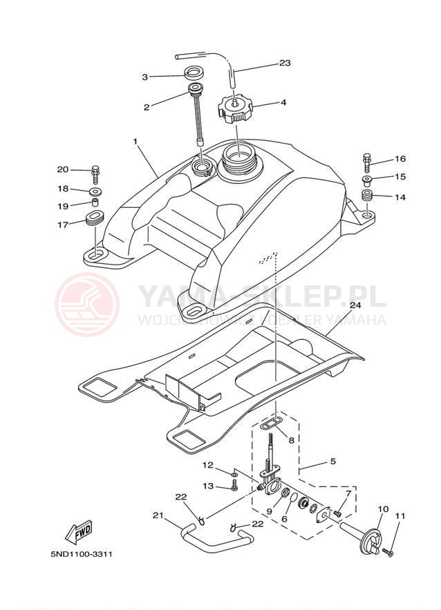 Schemat "zbiornik paliwa" do Yamaha GRIZZLY 400 YFM4FGW
