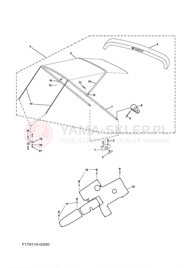 Schemat "Bimini top" do Yamaha AR210 FRT1100AH