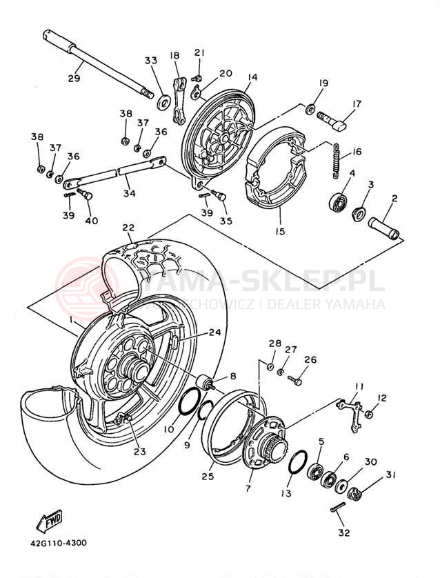 Schemat "Koło tył" do Yamaha VIRAGO 750 XV750J1/XV750JC1