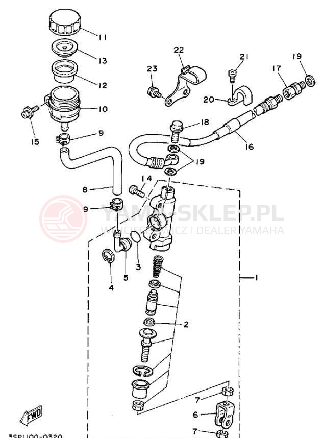 Schemat "Pompa hamulcowa tył" do Yamaha YZ125D1