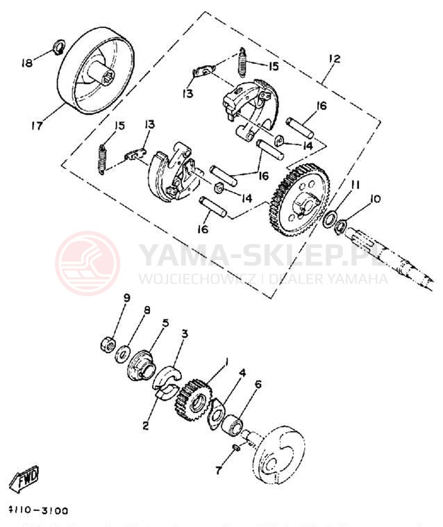 Schemat "sprzęgło" do Yamaha Y-ZINGER PW50K