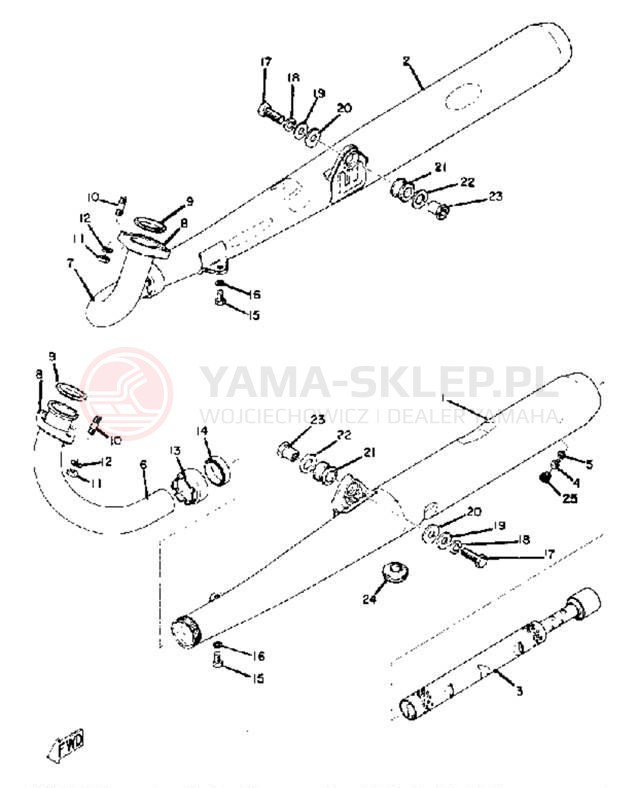 Schemat "Wydech końcowy" do Yamaha RD250A