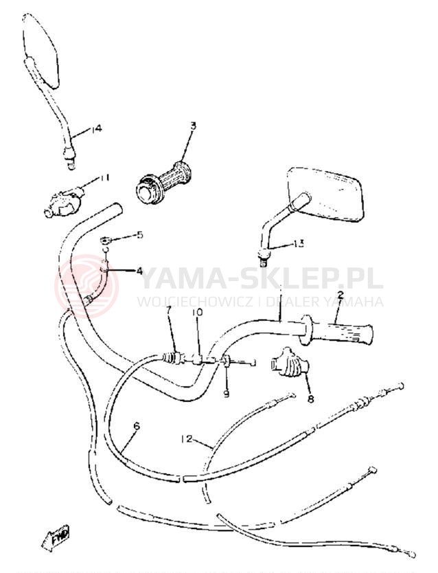 Schemat "Kierownica i osprzęt" do Yamaha VIRAGO 750 XV750H