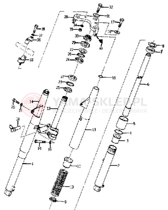 Schemat "Amortyzatory przód" do Yamaha YJ2/YJ1