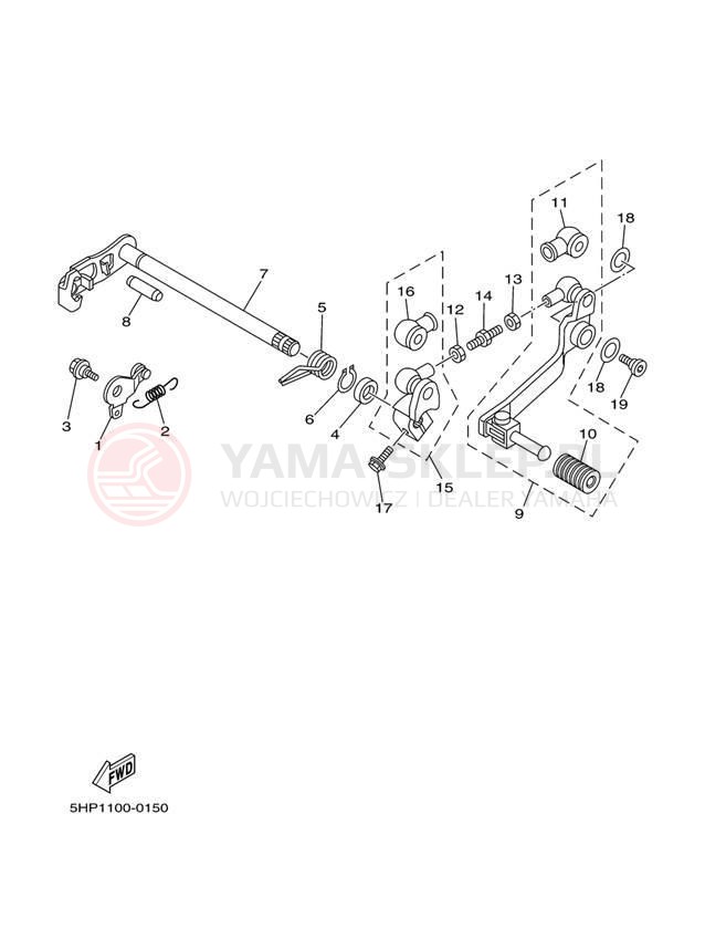 Schemat "Dźwignia zmiany biegów, wałek" do Yamaha TT-R125E TTR125ET/TTR125LET