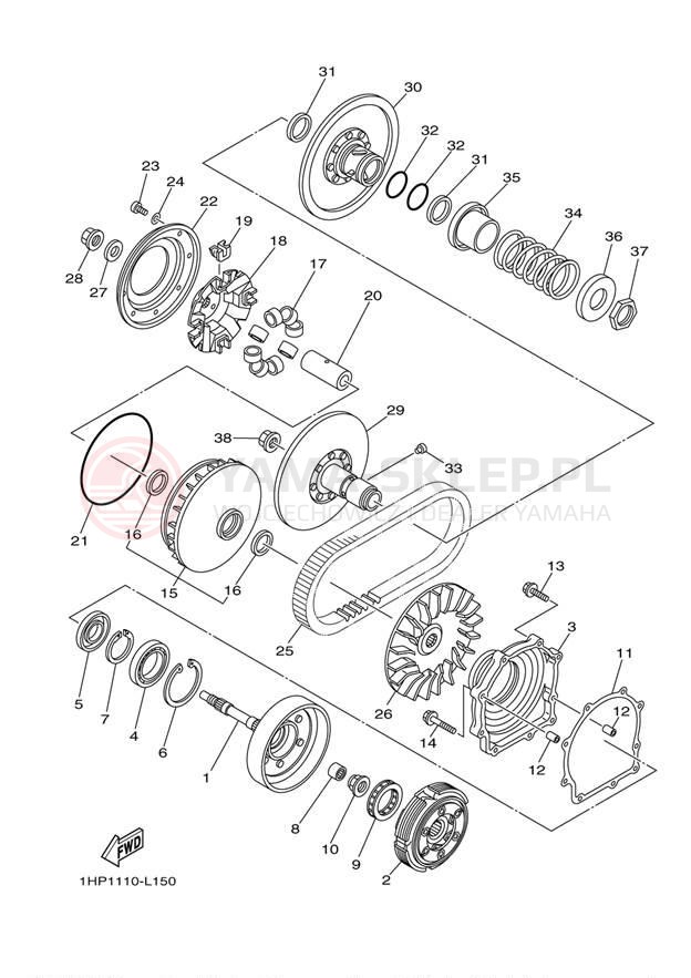 Schemat "sprzęgło" do Yamaha GRIZZLY 700 EPS 4WD YFM7FGPBL
