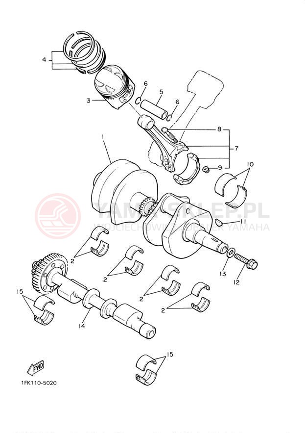 Schemat "Wał korbowy, tłok" do Yamaha V-MAX VMX12S1/VMX12SC1
