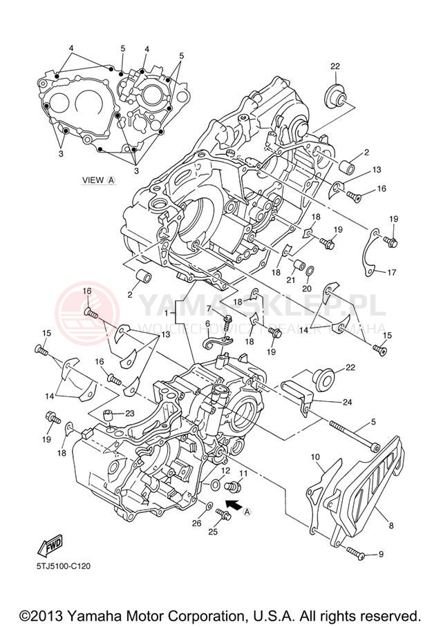 Schemat "Obudowa silnika" do Yamaha WR450F WR450FV