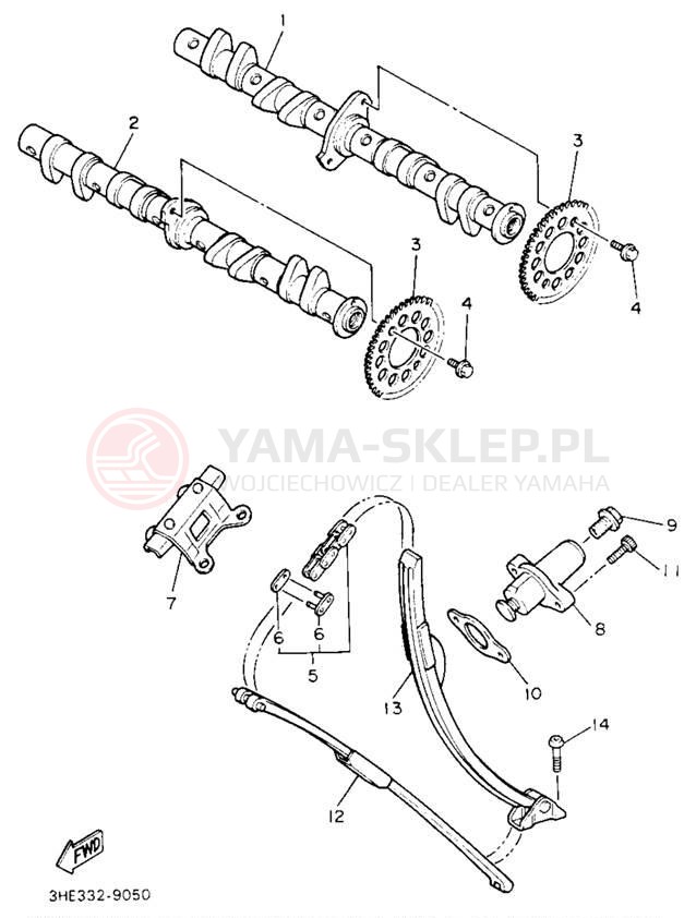 Schemat "Rozrząd - łańcuszek" do Yamaha FZR600RBC