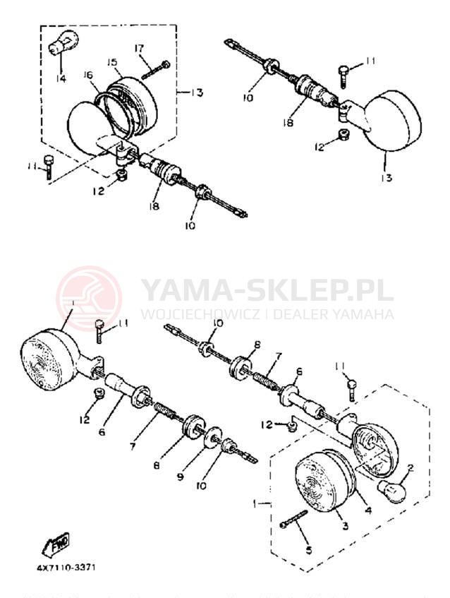 Schemat "kierunkowskazy" do Yamaha VIRAGO 750 XV750K