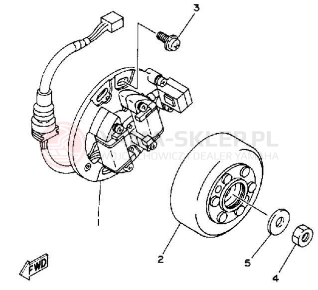 Schemat "prądnica" do Yamaha YZ125D1